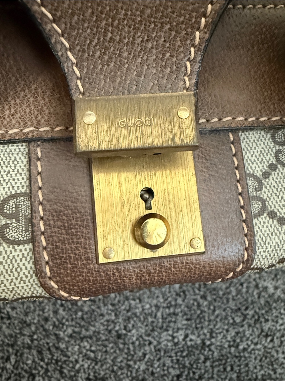 Authentic Gucci Monogram Suitcase Trunk Luggage Brown Gg Supreme Canvas - Picture 7 of 9